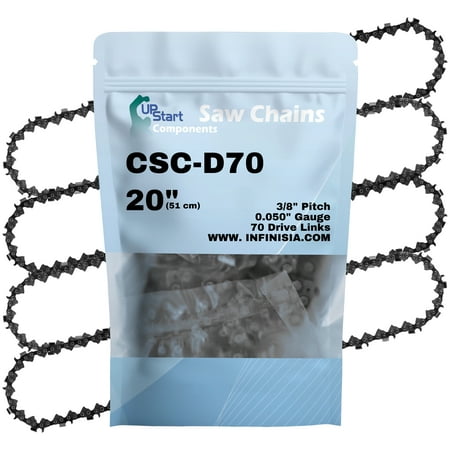 4-Pack 20" Full Chisel Chainsaw Chain D70 Replacement for Pioneer P-285 Chainsaws - (20 inch, 3/8" Pitch, 0.050" Gauge, 70 Drive Links)