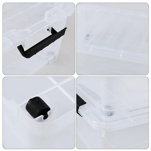 4-Pack 20 L Clear Underbed Storage Container, Plastic Under Bed Storage Box with Wheels