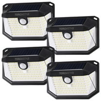 4 Pack 178 LEDs Solar Powered Motion Sensor Lights, Wireless Outdoor Wall Lighting, Water & Weatherproof, Over-Night Security/Exterior Wall Mount Light for Garden, Patio, Black