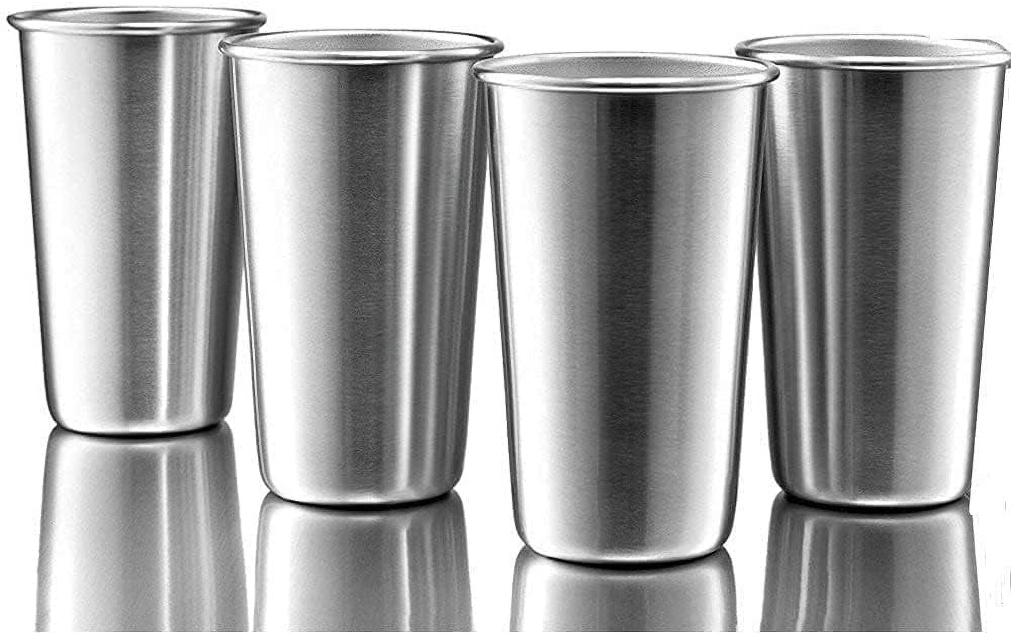 4 Pack 20 Oz Stainless Steel Pint Cups Water Tumblers, Unbreakable,  Stackable, Metal Drinking Glasses for Outdoors and Indoors - Walmart.com