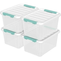 4-Pack 20 Quart Clear Storage Bins, Stackable Plastic Storage Latches Box/Containers with Lid