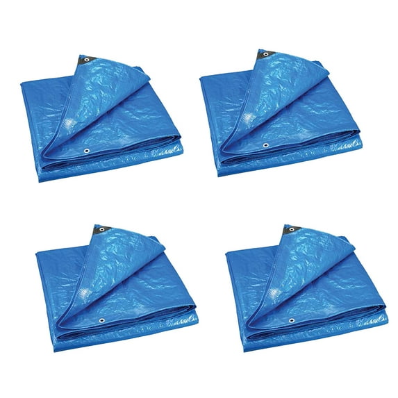 (4 Pack) 20'X40' Blue Poly Tarp Tarpaulin Poly Cover Canopy with Grommets