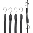 thumbnail image 1 of 4 Pack 20 mm Heavy Duty Flat Bungee Cord with Steel S Hooks 40 inch Elastic Rope for Cargo Tarps Trucks and Tent Black, 1 of 7