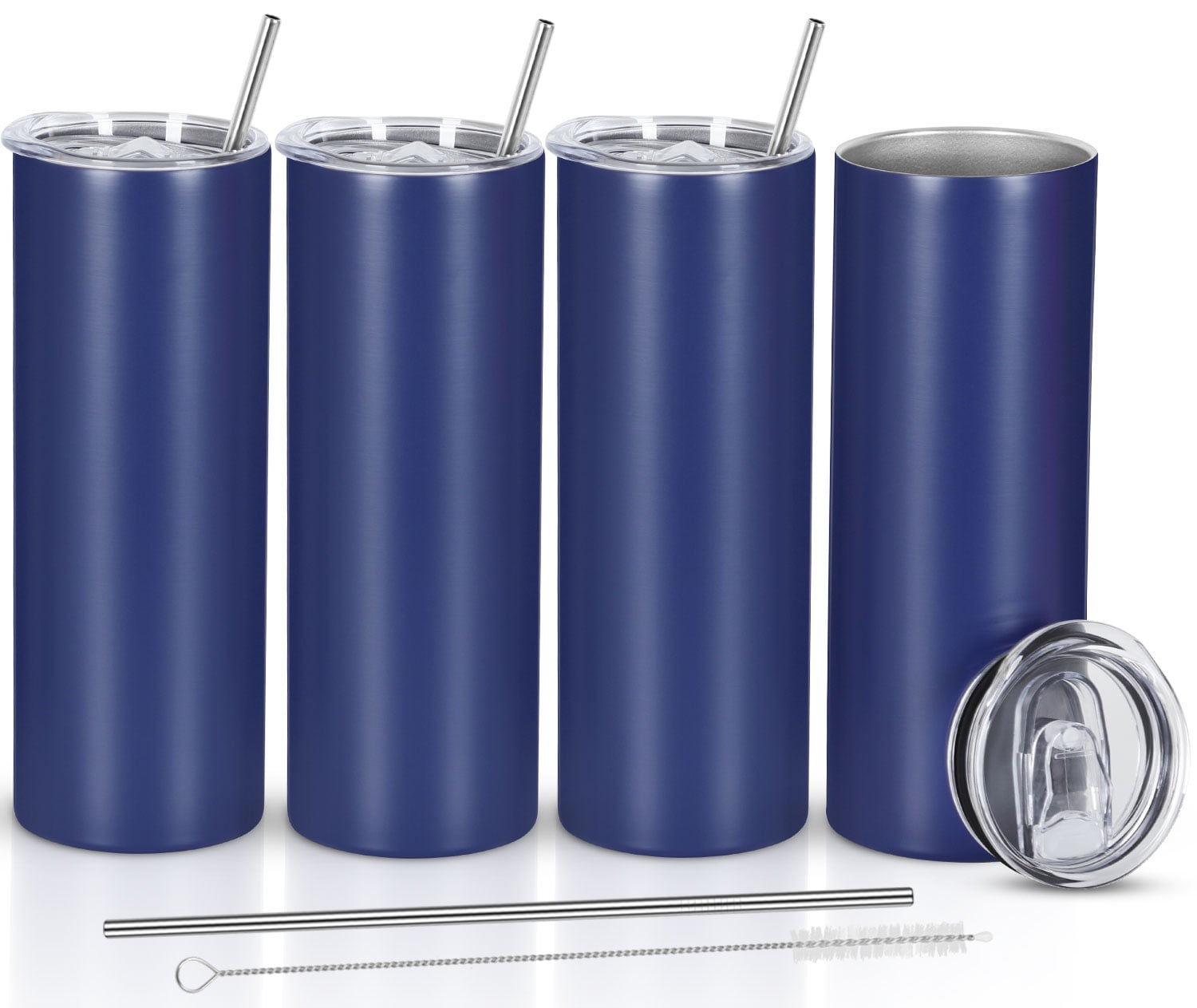 4 Pack 20 oz Skinny Straight Tumbler Bulk, Stainless Steel Double Wall