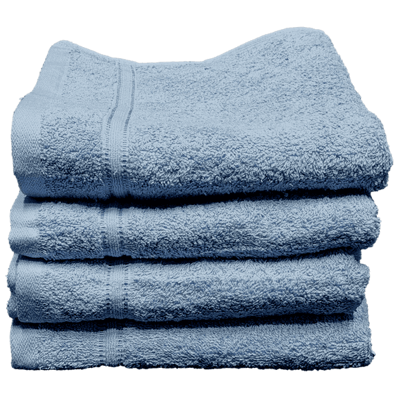 4 Pack 100% Cotton Hand Towels 20 x 35 | Gym Spa Hair Salon Bath | Aqua Blue