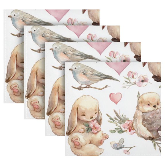 4 Pack 20'' x20" Satin Table Napkins Dinner Napkins for wedding Party Decoration events Cute Collection Of Animals