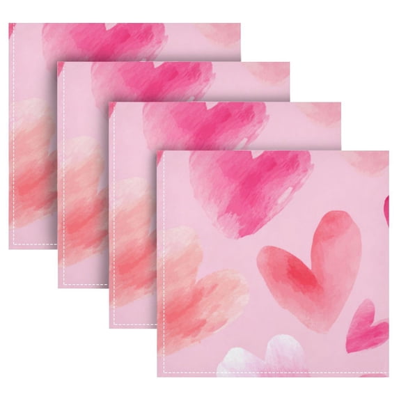 4 Pack 20'' x20" Satin Table Napkins Dinner Napkins for wedding Party Decoration events Hand-drawn Hearts