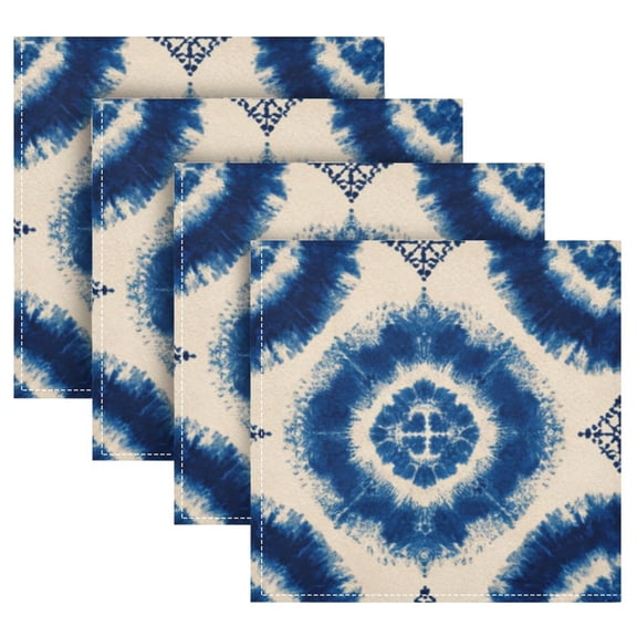 4 Pack 20'' x20" Satin Table Napkins Dinner Napkins for wedding Party Decoration events Intricate Blue and White Tie-dye