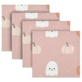 thumbnail image 1 of 4 Pack 20'' x20" Satin Table Napkins Dinner Napkins for wedding Party Decoration events Pink Cartoon Ghosts and Pumpkins, 1 of 6