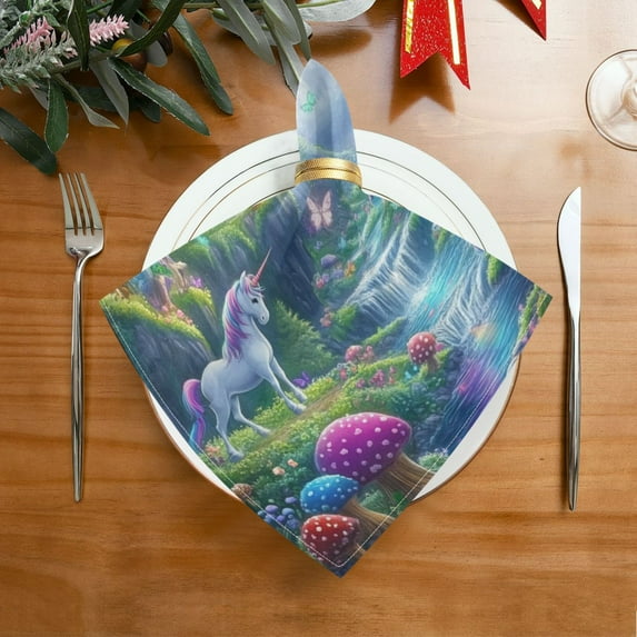 4 Pack 20'' x20" Satin Table Napkins Dinner Napkins for wedding Party Decoration events Rainbow-colored Valley