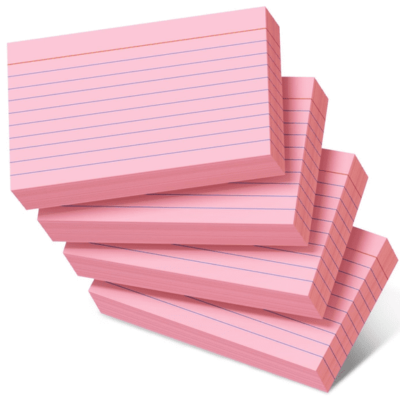 4 Pack 200 Count Ruled Flash Cards,Red Index Cards,3x5 Inch Single Sided Line Memo Notes,200g Thick Memory Cards,Red & Blue Lines,for Office Home Taking Notes By Scheam
