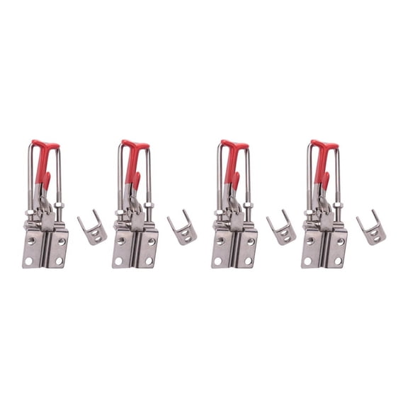 4-Pack 2000Lbs Capacity Heavy Duty Adjustable Latch U Bolt Self-Lock Toggle Clamp,4 x 2000lbs Holding Capacity,red & silver