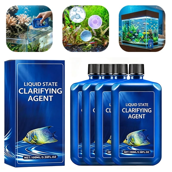 4 Pack 2026 New Fast-Acting Pond Water Clarifier, Clears Cloudy Water, Liquid State Clarifying Agent, Powerful Freshwater Purification