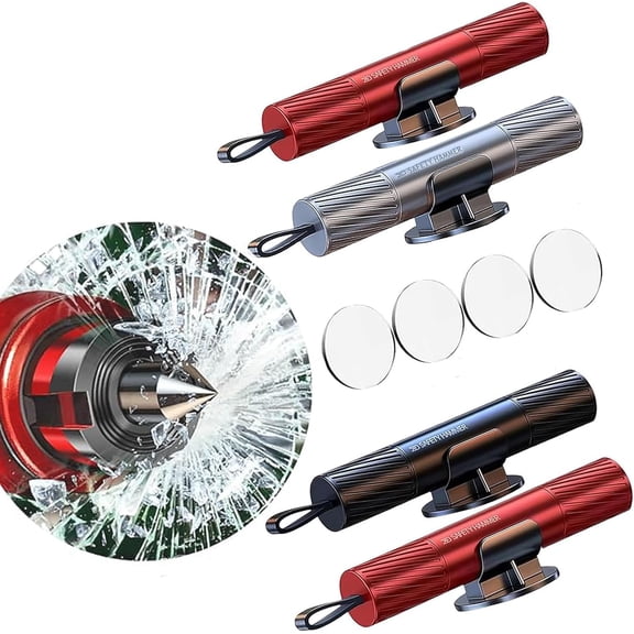 4 Pack 2026 Upgraded Safety Hammer Safe Hammer Glass Breaker Under Water Seatbelt Cutter Window Emergency Escape Tool Seat Belt and for Cars