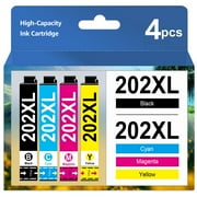 4-Pack 202XL Ink Cartridges 202 Ink Replacement for Epson 202 XL Epson 202XL T202XL High Yield for Epson Expression Home XP-5100 Workforce WF-2860 Printer (Black Cyan Magenta Yellow)