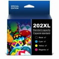 thumbnail image 1 of 4-Pack 202XL Ink Cartridges 202 Ink Replacement for Epson 202 XL Epson 202XL T202XL High Yield for Epson Expression Home XP-5100 Workforce WF-2860 Printer (Black Cyan Magenta Yellow), 1 of 5