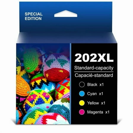 4-Pack 202XL Ink Cartridges 202 Ink Replacement for Epson 202 XL Epson 202XL T202XL High Yield for Epson Expression Home XP-5100 Workforce WF-2860 Printer (Black Cyan Magenta Yellow)