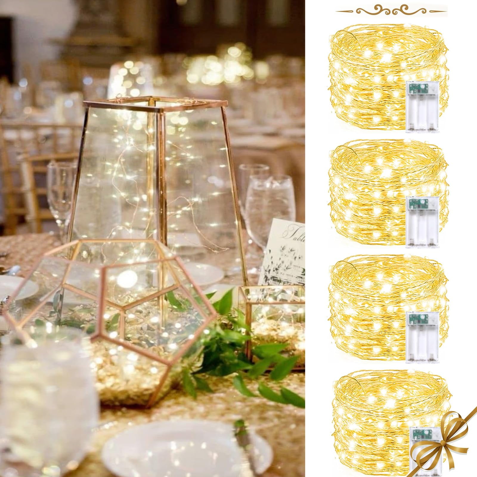 4 Pack 20FT 60LED YPF5 Battery Operated Fairy Lights with Timer