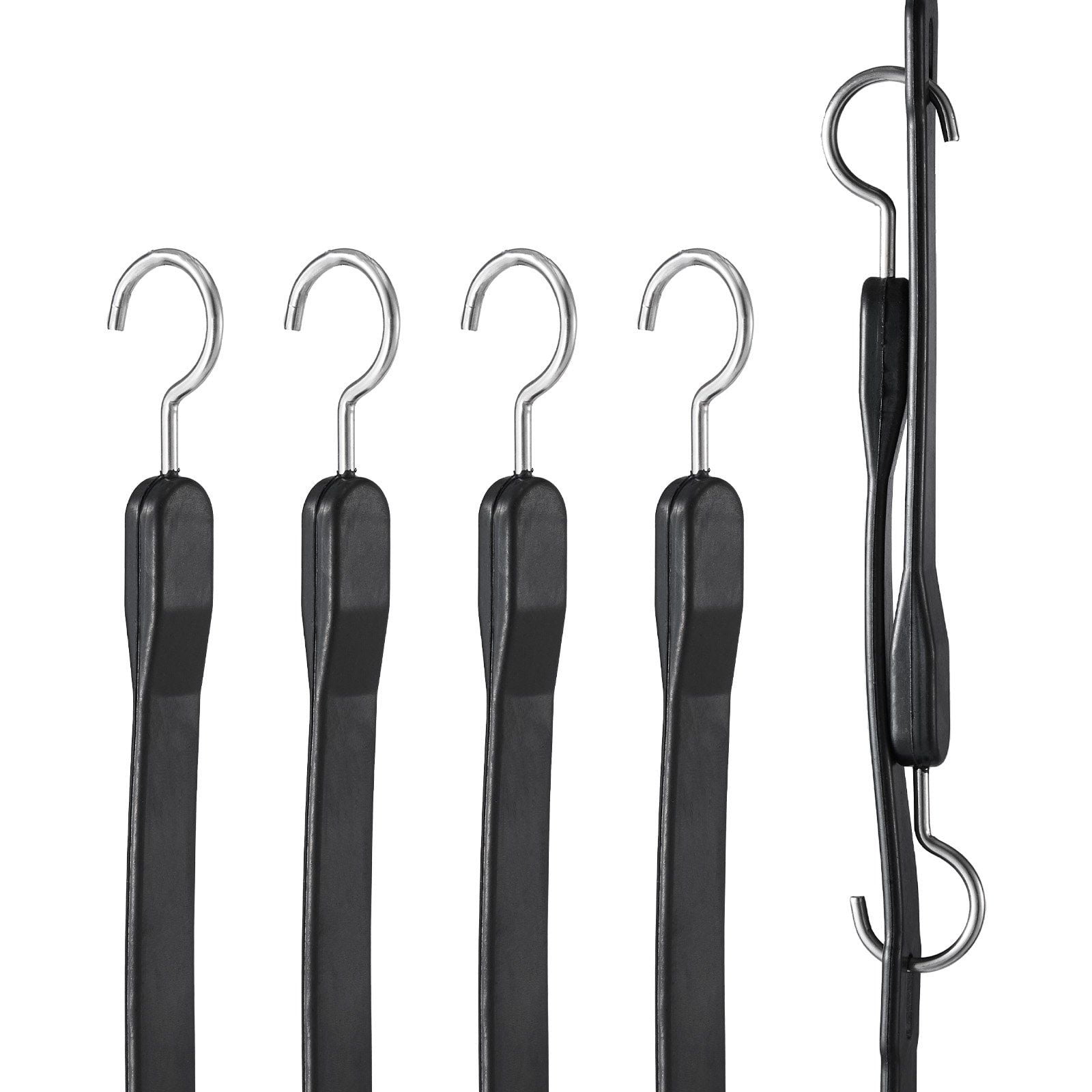 4 Pack 20mm Heavy Duty Flat Elastic Cord with Steel S Hook 40 Inch for Cargo Tarps Trucks Tents Black