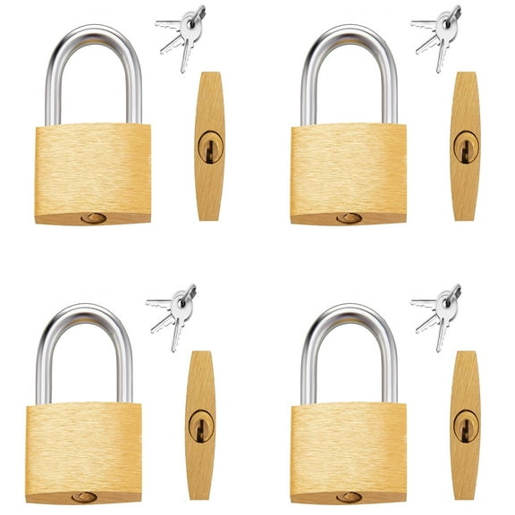 4 Pack 20mm Solid Brass Padlocks with 12 Keys,Happon Small Locker Padlocks,Strong Pad Locks for Mini Luggage, Tool Box, Jewellery Box and Cupboard Padlocks