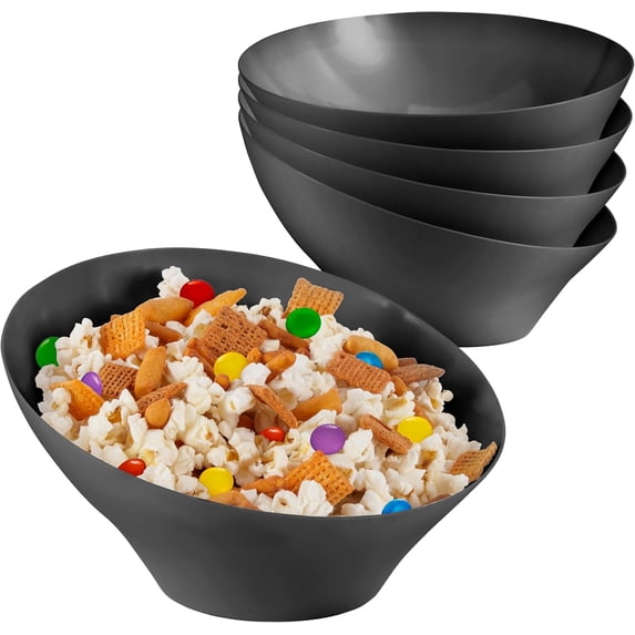 4 Pack 20oz Black Disposable Plastic Bowls, Medium Snack Salad Bowls for Party Buffet