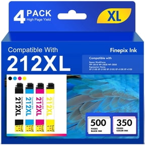4 Pack 212XL Ink Cartridges Use With WorkForce WF-2850 WF-2830 Expression Home XP-4100 XP-4105 Compatible for Epson 212 212XL Printer Ink Combo Pack (Black, Cyan, Magenta, Yellow)