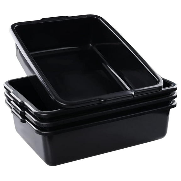 DyGTyX 4-Pack 22 L Black Plastic Rectangle Dish Tub Basin