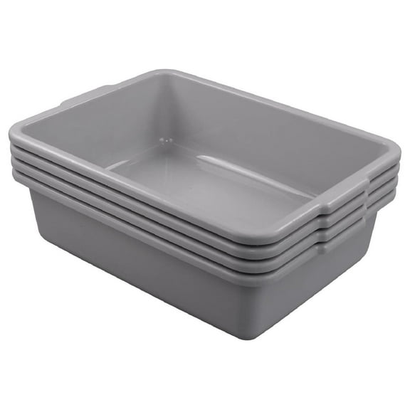 4-Pack 22 Quart Plastic Bus Tubs, Utility Bus Tote Box, Gray