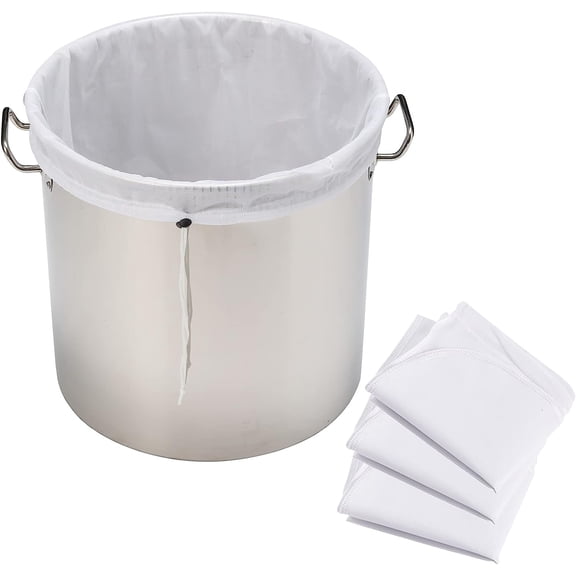 4 Pack 22" x 26" Brew Bags Extra Large Reusable 250 Micron Fine Mesh Bag for Fruit Cider Apple Grape Wine Press Drawstring Straining in a -