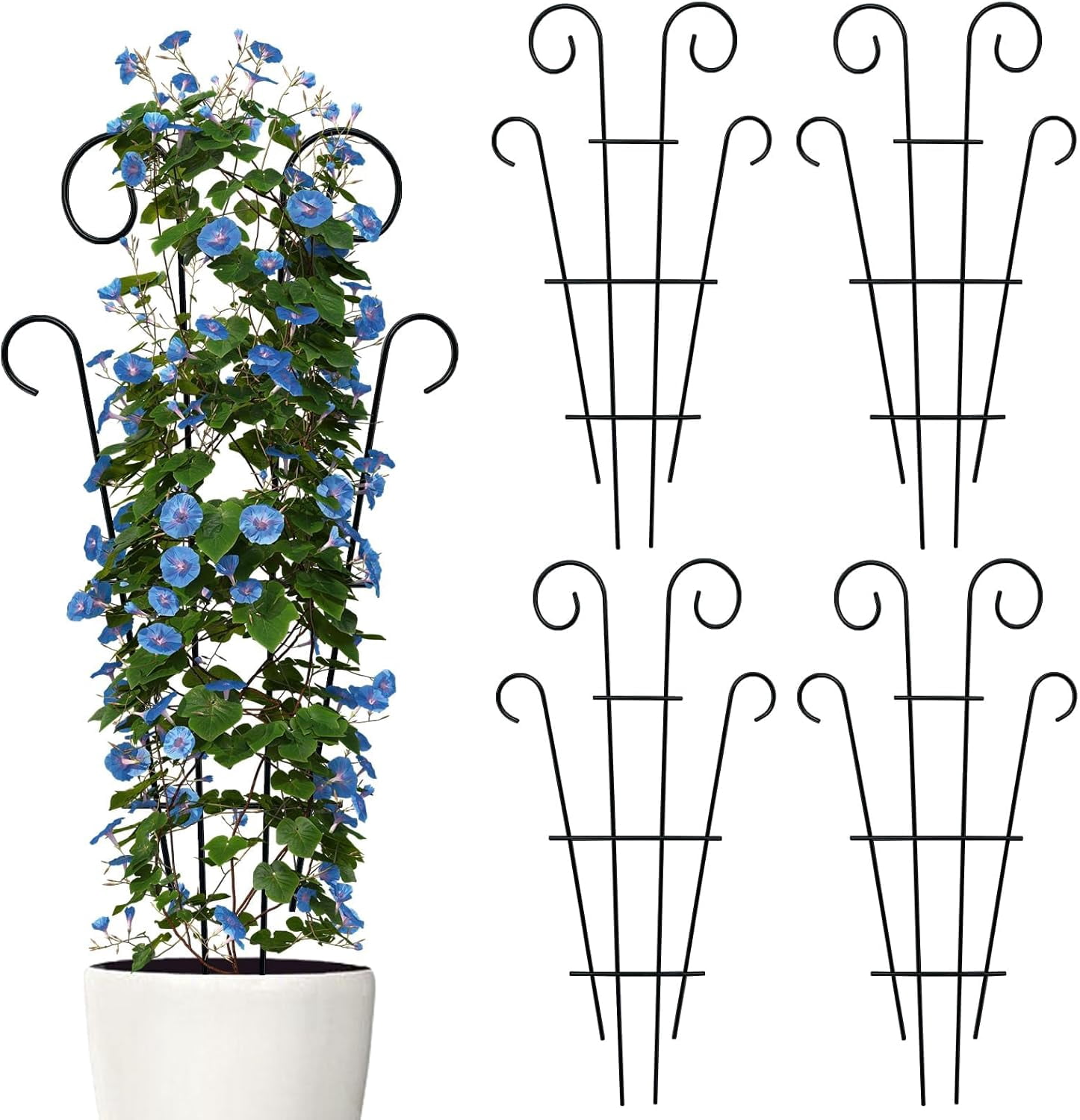 4 Pack 23'' Indoor Plant Trellis for Potted Plants Climbing, Outdoor Metal  Garden Trellis Houseplants Flowers Vine Ivy, Wave Shape, Black - Walmart.com