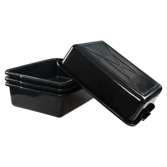 4-Pack 23 L Plastic Bus Box, Black  Utility Bus Box Tub