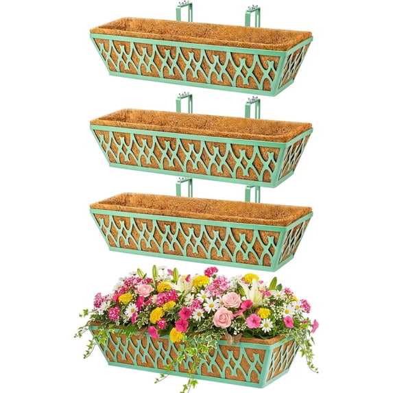 4 Pack 24 Inch Window Boxes Planters Railing Planter Box with ...