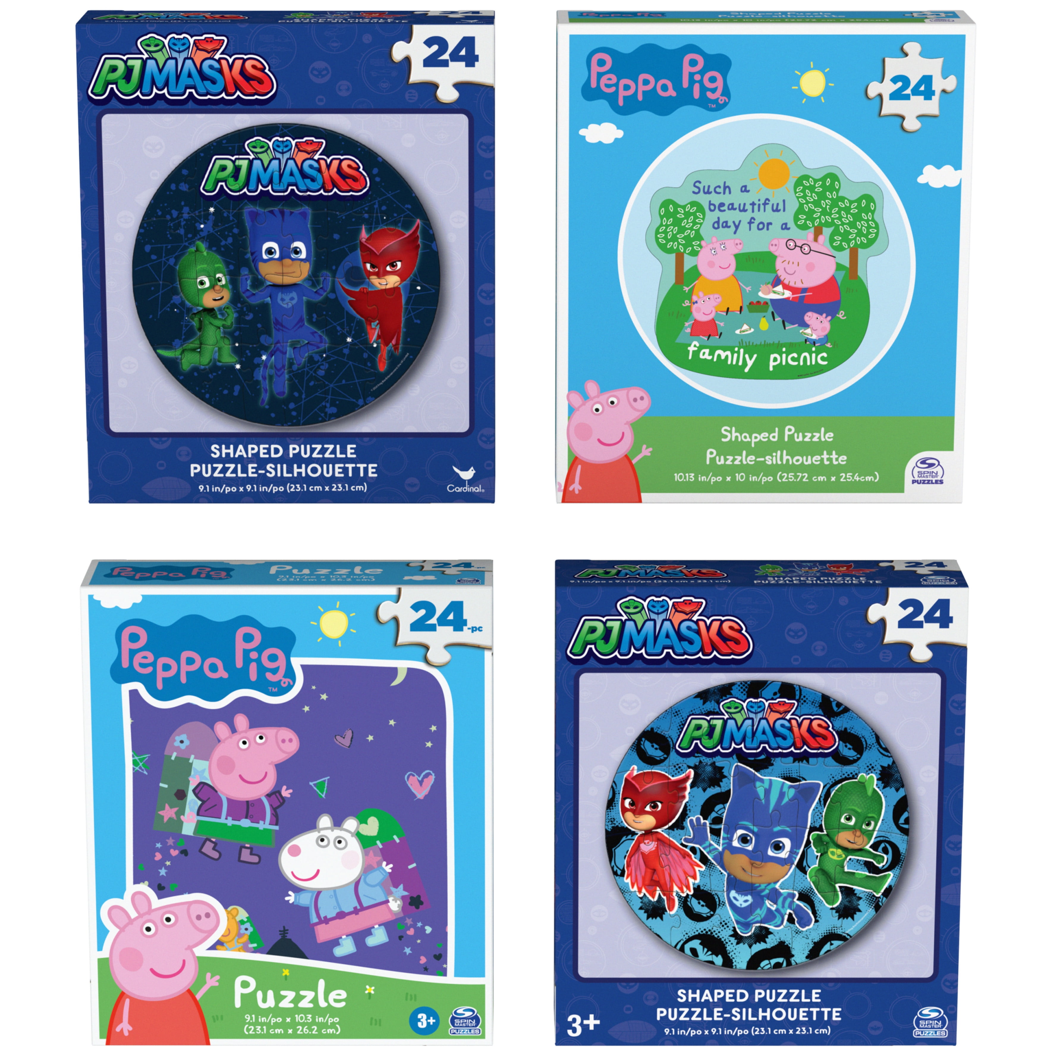 4-Pack 24-Piece Jigsaw Puzzles PJ Masks Peppa Pig, for Ages 3 and up