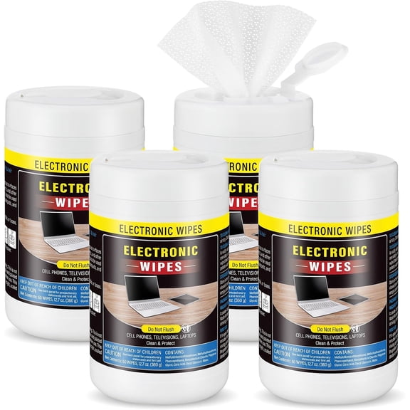 4 Pack 240 Count Electronic Wipes Screen Cleaner Wipes for Computer Laptop Monitor Lens Phone TV Screens Keyboard Cleaning