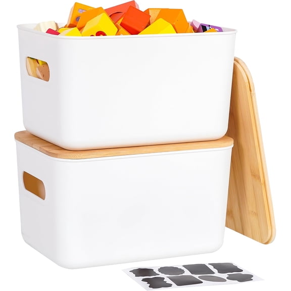 4-Pack 24QT Plastic Storage Bins with Lids and Handles, White