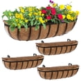 thumbnail image 1 of 4 Pack 24inch Window Box Deck Horse Trough Railing Planter with Coco Liner for Outdoor Balcony Porch Fence Patio Rail, 1 of 10