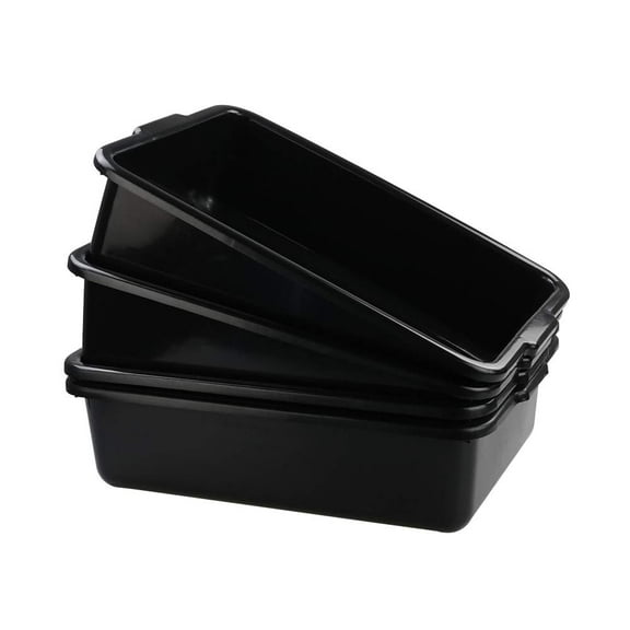 4-Pack 25 L Commercial Bus Box/Tote Box, Plastic Utility Bus Tub, Black