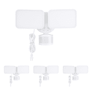 4 Pack 25W 3CCT Dual Head Plug-in LED Security Light, Motion Sensor & Dusk to Dawn Floodlight, 3 Lighting Modes, 3000K/4000K/5000K Selectable, ETL&FCC Listed, White