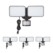 4 Pack 25W 3CCT Dual Head Plug-in LED Security Light, Motion Sensor & Dusk to Dawn Floodlight, 3 Lighting Modes, 3000K/4000K/5000K Selectable, ETL&FCC Listed, Bronze
