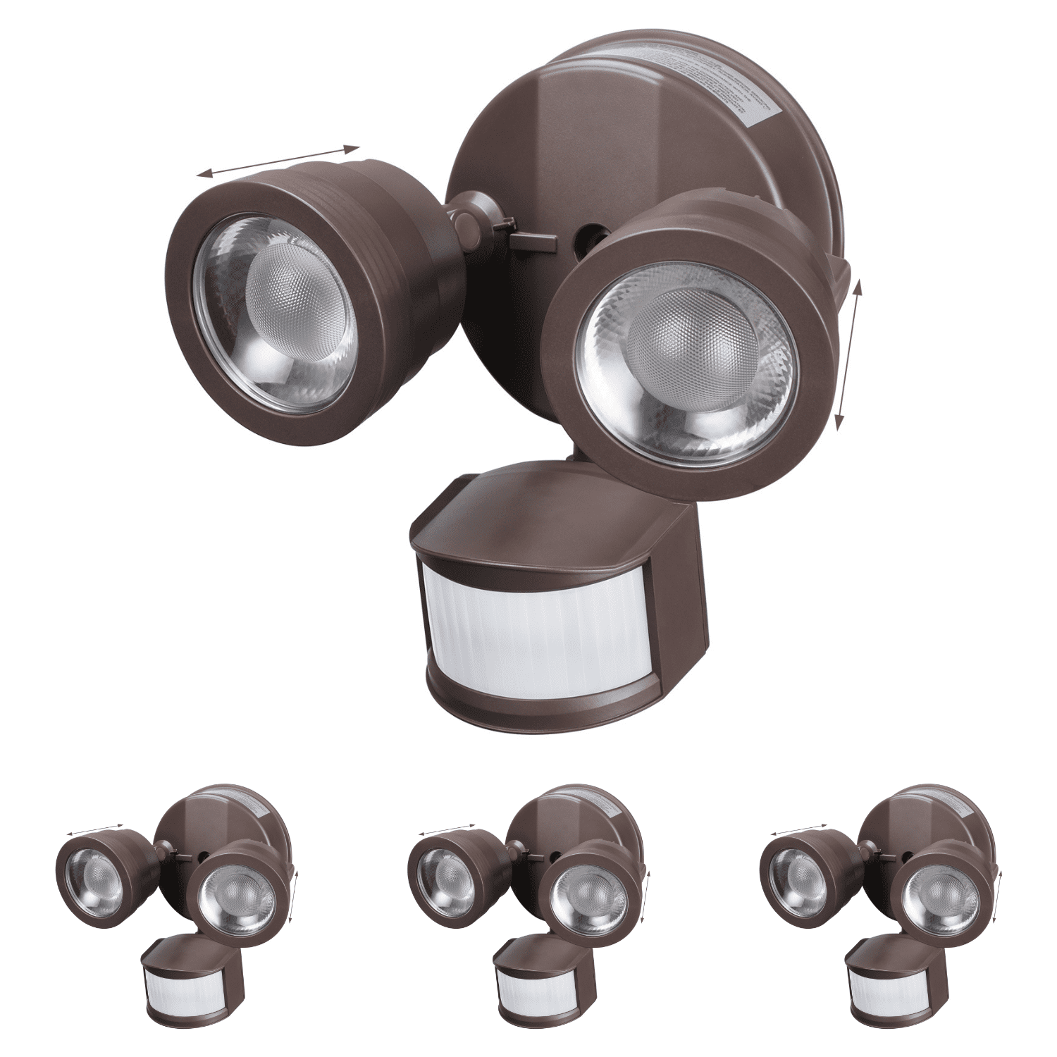4 Pack 25W LED Security Light with Motion Sensor, Dusk to Dawn Flood Wall Light, 30°-80° Beam Angle Adjustable, 5000K Daylight, ETL Listed, Bronze