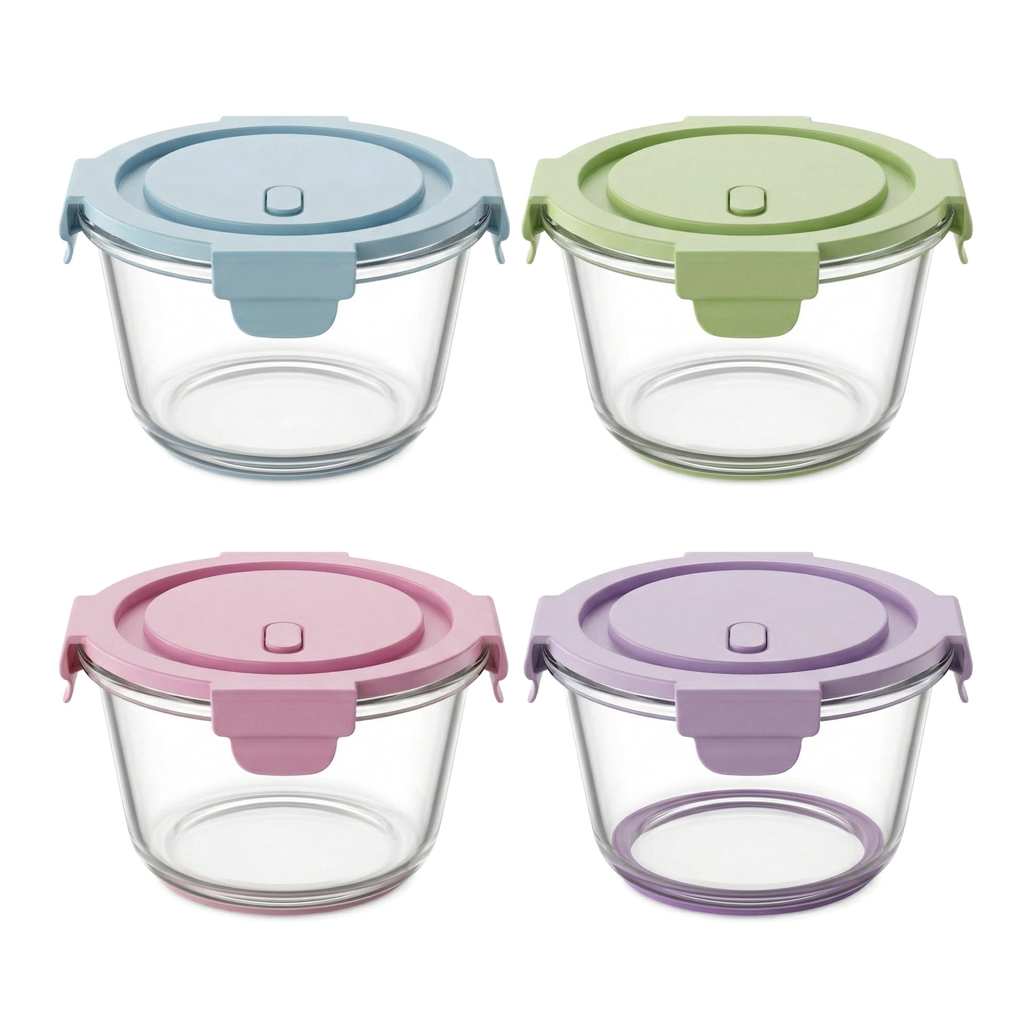 4-Pack 25oz (3 Cup) Glass Food Storage Containers with Lids, Airtight Borosilicate Glass Meal Prep Bowls, Microwave & Dishwasher Safe, 5.3x4.3 Inches