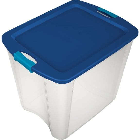 Unbranded Latch and Carry Stackable Storage Bin - Plastic, Latching Lid - 4 Pack, 26 Gal, Clear