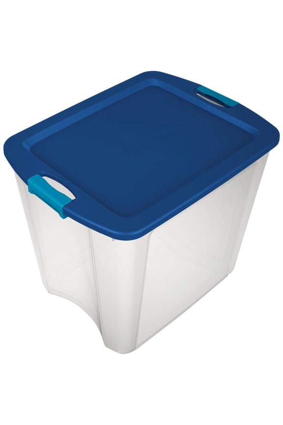 Latch and Carry Stackable Storage Bin - Plastic, Latching Lid - 4 Pack, 26 Gal, Clear