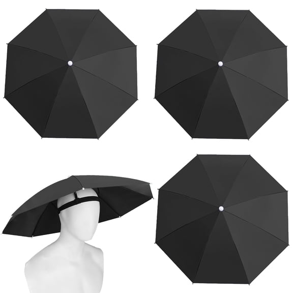 4 Pack 27" Hands-Free Head Umbrella Hats for Adult | Vinyl Coating Sun Rain UV Shield Protection Umbrella Hat Waterproof Umbrella Cap for Outdoor Party, Fishing, Sun, Rain, Beach