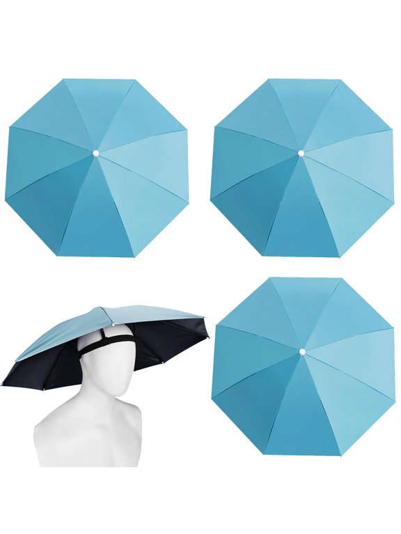 4 Pack 27" Hands-Free Head Umbrella Hats for Adult | Vinyl Coating Sun Rain UV Shield Protection Umbrella Hat Waterproof Umbrella Cap for Outdoor Party, Fishing, Sun, Rain, Beach