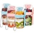 thumbnail image 1 of 4 Pack 27oz Yogurt Parfait Cups with Lids and Spoons, Overnight Oats Containers, Reusable Topping Compartment for Breakfast with Yogurt, Cereal or Oatmeal On-the-Go, 1 of 8