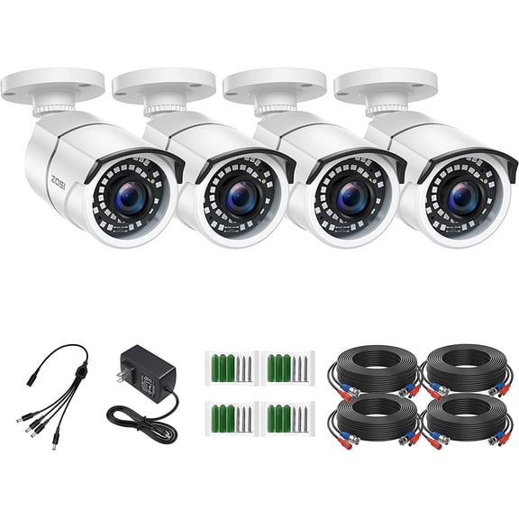 4 Pack 2MP 1080p HD-TVI Home Security Camera Outdoor Indoor 1920TVL, 36PCS LEDs, Night Vision, Weatherproof Surveillance CCTV Bullet Camera