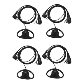 (4 Pack) 2Pin Advanced D Shape Clip-Ear Ptt Headset Earpiece Mic 2 Way Radios Gp88S Gp300 Gp68 Gp2000 Gp88,4 x 2Pin Earpiece,black
