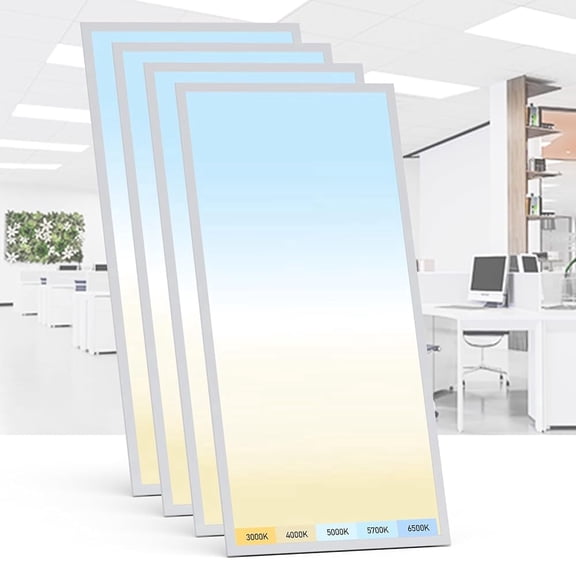 4 Pack 2x4 LED Flat Panel Light 5 Color Temperature 5 Power Adjustable 0-10V Dimming 7700 Lumens 120-277V Commercial Home Ceiling Light