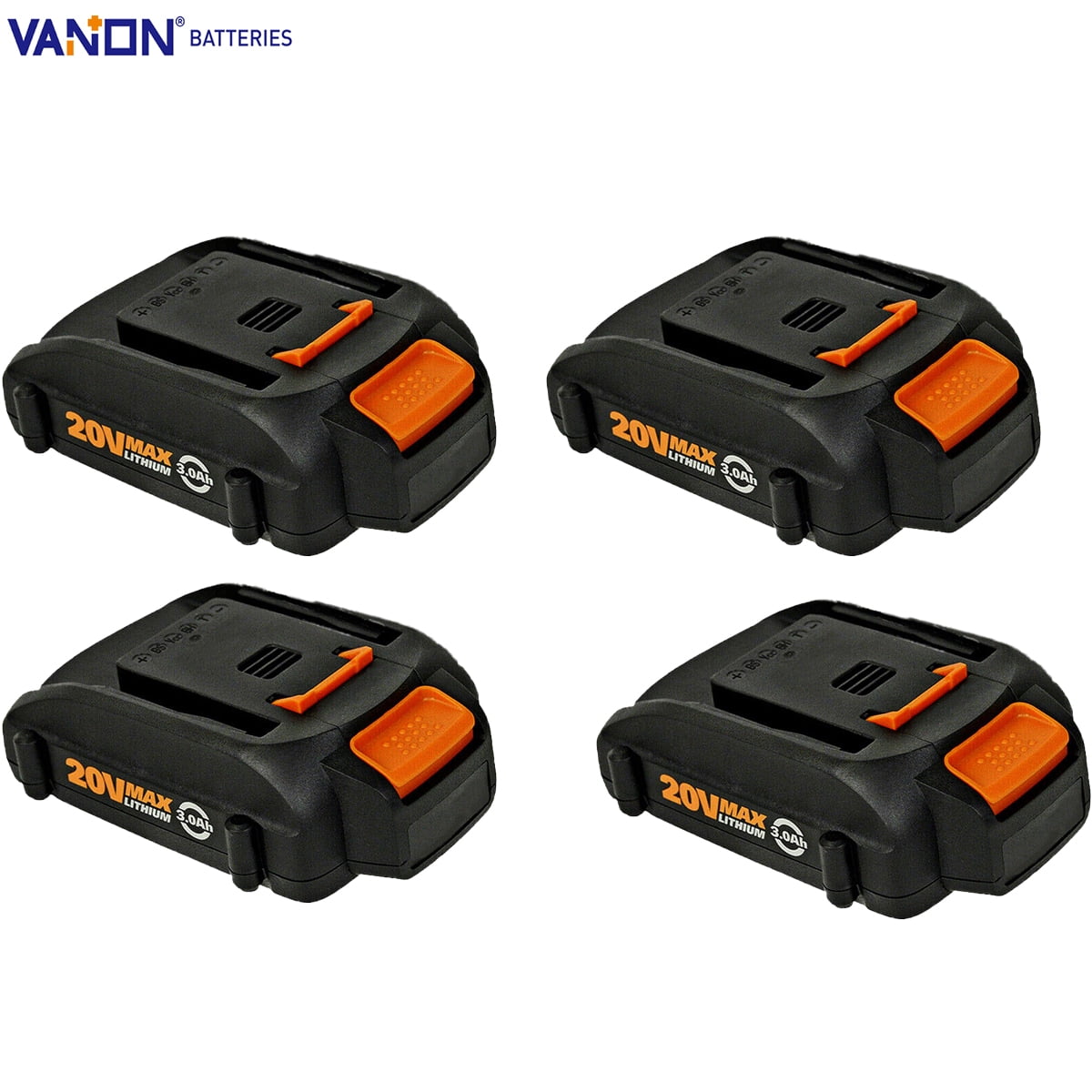 4-Pack 3.0Ah for Worx 20V Max Lithium WA3520 WA3525 WG160,WG545,WG545.9 Battery WA3575 WA3578 WG151s WG155s WG251s WG255s WG540s WG890 WG891